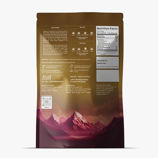 Chamomile Mint Herbal Tea Bags, Relaxing Bedtime Blend with Lemongrass, Peppermint Individually Wrapped Pyramid Tea Bags, Fennel & Peppermint, Caffeine Free Teabags, Hot or Ice Tea, 50 Biodegradable Tea Bag