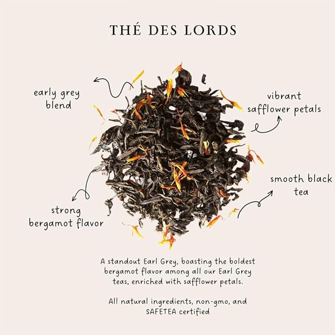 Palais des Thés - Tea of Lords - Earl Grey Black Tea & Bergamot - Premium Tea Bags, Serves 20 Cups