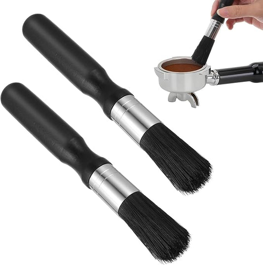 DOPENSPI 2 Pcs Coffee Grinder Cleaning Brush, Boar Bristle Espresso Brush Machine Cleaner with Wood Handle Barista Brushes Tool coffee Bar Accessories for Kitchen Portafilter Burr Maintenance