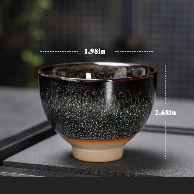 Teacups, Sake Cups Handmade Ceramic Mug Set 2.5 oz (Approx. 70.9 g) 6 Color Earthenware Teacups, Sake Cups (Set of 6)