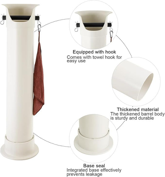 Knock Box for Espresso Grounds with 30 Garbage Bags, Coffee Knock Box Commercial Floor Type with Removable Base & Barista Towel, Coffee Grind Collection Dump Bin, Beige