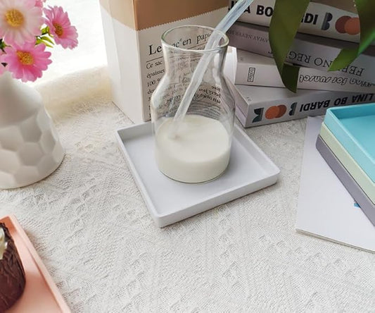 Small Square Tray (5.9 inch) 3 Pack, Durable White Tray for Desserts & Organization, Lightweight for Coffee, Drinks, Party, Seasoning, Perfume and Display.