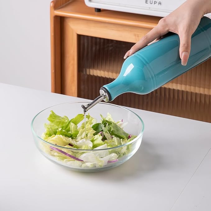 Sweejar Large Ceramic Olive Oil Dispenser Bottle, Opaque Oil Cruet Protects to Reduce Oxidation, Suitable for Storage Vinegar, Soy Sauce & Other Liquids, Pack of 1, 24 Fl Oz(Gradient Blue)