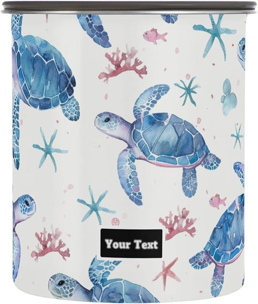 ALAZA Sea Turtle Watercolour Airtight Coffee Bean Canister Customed 500ml Food Storage Containers with Lids For Gournd, Tea, Sugar, Flour, Rice, Cereal, Candy Cookie Jar