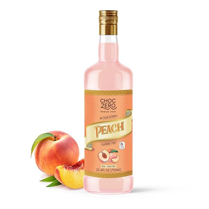 ChocZero Sugar Free Peach Flavoring Syrup – Keto Friendly, Zero Sugar & Low Calorie, No Sugar Alcohols – 25.4 Fl Oz