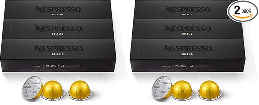 Nespresso Capsules Vertuo,Solelio,Mild Roast Coffee,30-Count Coffee Pods,Brews 7.8 oz.,(Pack of 2)