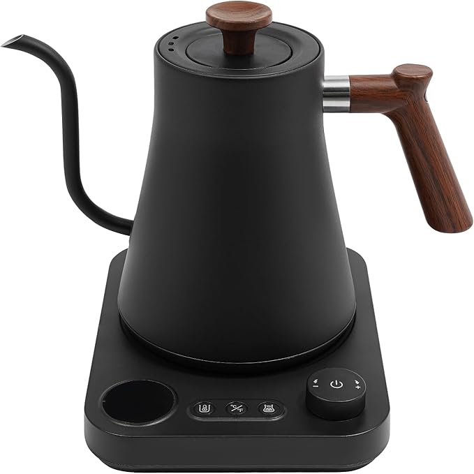 Gooseneck Electric Kettle, ±1℉ Temperature Control, Stainless Steel Inner, Quick Heating, Keep Warm Function & LED Display, for Pour Over Coffee, Brew Tea, Boil Hot Water, 0.9L (Black)