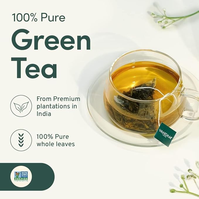 VAHDAM, Green Tea Variety Pack Sampler Assortment (36 Pyramid Tea Bags, 6 Flavor) | Non-GMO Project Verified Himalayan Green Tea with No Artificial Ingredients | Valentines Day Gifts for Him & Her