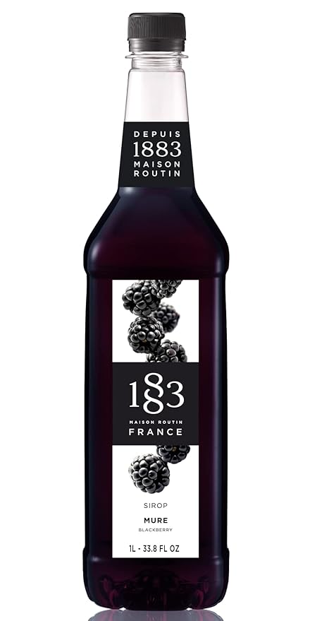 1883 Blackberry Syrup for Drinks, Made in France, 1 Liter Plastic Bottle