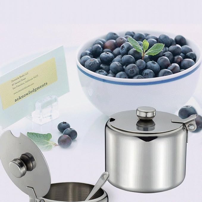 Stainless Steel Sugar Jar with Spoon Portable Seasoning Jar Kitchen Condiment Container for Tea Coffee Sugar