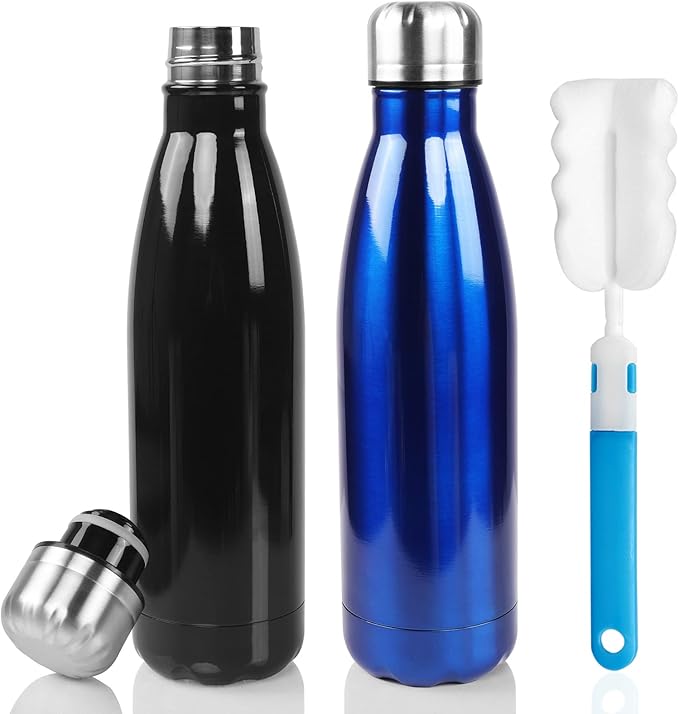 Sfee Insulated Water Bottle, 17 oz Stainless Steel Water Bottles, Double Wall Vacuum Reusable Water Bottles Leak Proof BPA-FREE Sports Bottle Cup Keep Hot&Cold for Running Gym Workout Cycling Kids
