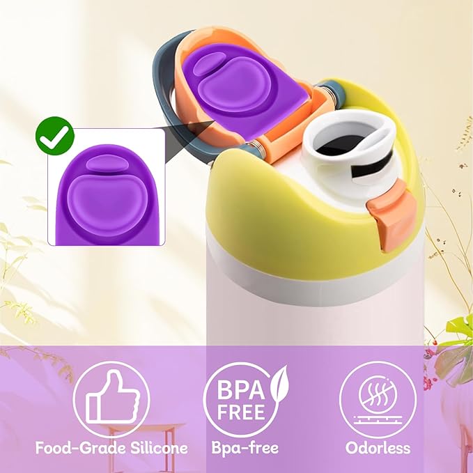4 Pcs Replacement Rubber Seal Stopper Compatible with Owala FreeSip 16oz 32oz,Bottle Top Gasket Lid for Owala 16/19/24/32/40oz Seal Mouth Cap Silicone Stopper Parts Insert Accessories(Puple)