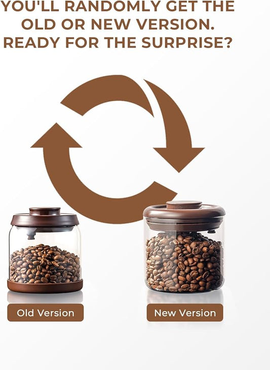 Borosilicate Glass Coffee Jar 600 ml – Pop Top Airtight Coffee Canister with CO2-Release Valve, 7 oz Coffee Container for Ground Coffee