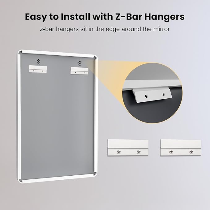 LOAAO 60x36 Inch White Metal Framed Bathroom Mirror for Wall, White Bathroom Vanity Mirror Farmhouse, Large Rounded Rectangle Mirror, Anti-Rust, Tempered Glass, Hangs Horizontally or Vertically