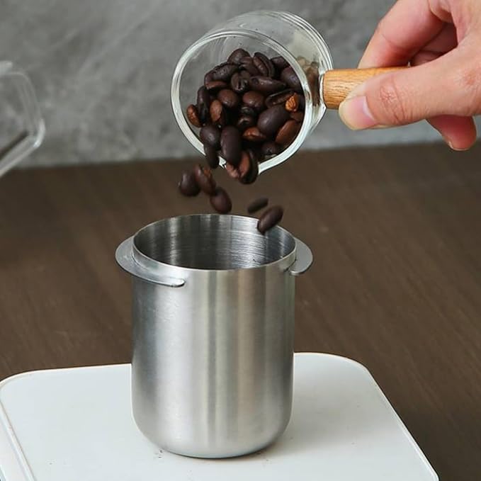 Noteflora Stainless Steel Espresso Dosing Cup 58Mm Coffee Measuring Jug Compatible With For Breville Dual Boiler Oracle Touch Flair 58 Rocket (White)