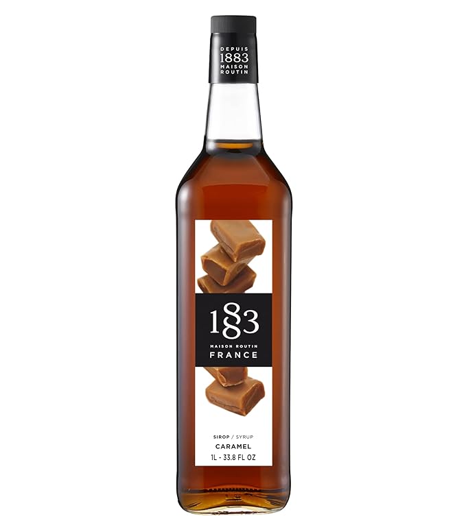 1883 Maison Routin - Caramel Syrup - Made in France - Glass Bottle | 1 Liter (33.8 oz)