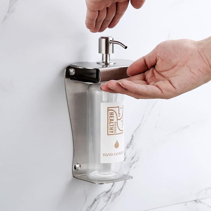 Shampoo, Conditioner, Shower Gel Dispenser 3 Room refillable Shampoo and Conditioner Pump Bottle Wall-Mounted Slot Shower soap Dispenser (KCLS-1), Brushed Stainless Steel