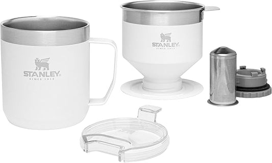 STANLEY Perfect Brew Pour Over Set | 12 oz Camp Mug with Lid Included | Drip Coffee Maker with Reusable Filter | Insulated Stainless Steel | BPA-Free | Polar