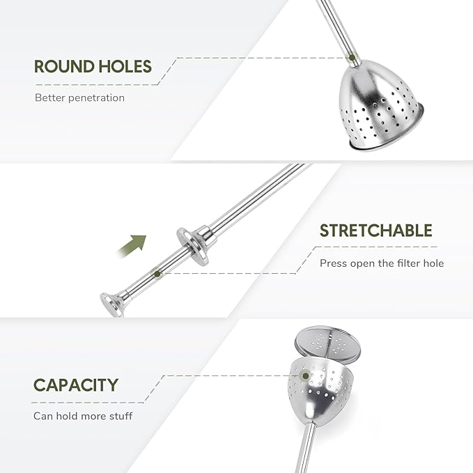 Stainless Steel Tea Diffuser,2025 New Tea Strainer Tea Infuser for Loose Leaf Tea,Creative Tea Spoon With Handle,Fine Holes Tea Interval Filter,Tea Holder Steeper for Tea Accessories (Silver D/1pcs)