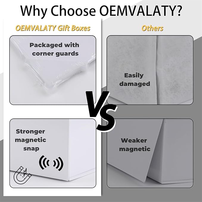 OEMVALATY White Gift Box,8x8x4 Inches Gift Boxes with Lids for Presents with Magnetic Closure and Ribbon for Wedding,Storage,Birthday