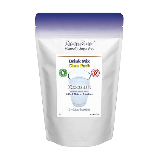 GramZero Coconut Zero Calorie Sugar Free Drink Mix, Great For Nutrition Club Loaded Teas, Stevia Sweetened