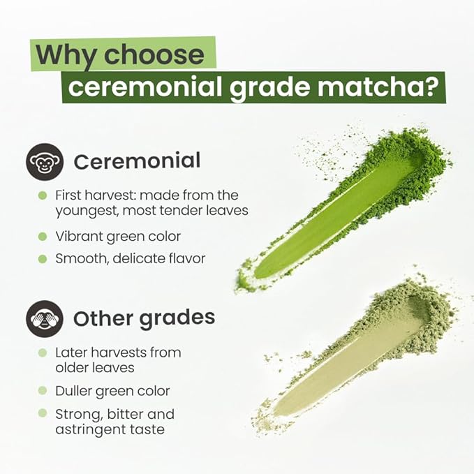 PureChimp Ceremonial Grade Matcha Powder 1.75oz. Pure Japanese Matcha Ceremonial Grade Tea, Shade-Grown in Kagoshima. Antioxidant-Rich Green Tea Powder for Lattes. Recyclable Glass Jar, Unsweetened