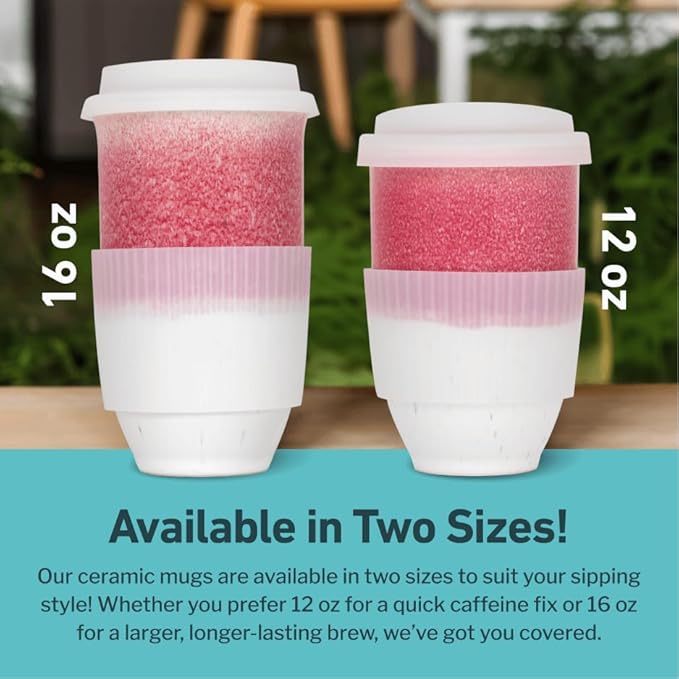 NOVA CERAMICS Coffee Travel Mug - Coffee Travel Cup – Microwave & Dishwasher Safe Coffee Pink Tumbler - Gifts For Women Men Him Her – 16oz – Coral Pink