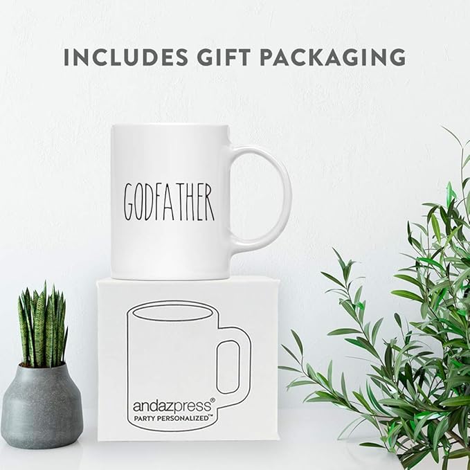 Andaz Press Simple Rustic Farmhouse Kitchen Decor 11oz. Ceramic Coffee Tea Mug Gift, Godfather, 1-Pack, Birthday Christmas Gift Ideas for Family, Friends
