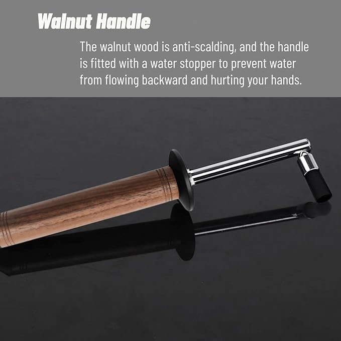 Jamotolly Coffee Machine Steam Cleaning Brush, Walnut Wood Handle, High Pressure Steam Wand Cleaner with Heat-Resistant Nylon Head