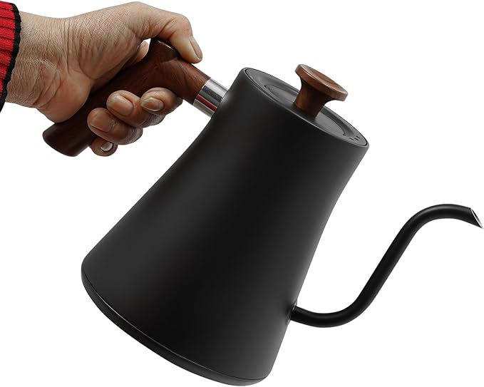 Electric Gooseneck Kettle, Variable Temperature Control Pour Over Coffee Pot, 1200W Fast Heating Water Boiler for Tea, 0.9L 304 Stainless Steel with Keep Warm, LCD, Black Wood Handle