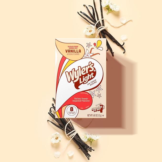 Wyler's Light Singles To Go Powder Packets, Water Drink Mix, 8 Count, 3 Boxes(24 Single Servings) (Vanilla)