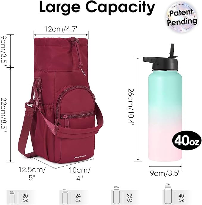 sportsnew Water Bottle Holder with Strap 32oz 40oz Insulated Water Bottle Carrier Sling Bag with Phone Pocket Crossbody