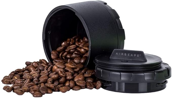 BruTrek CarGo Can, Stainless Steel Storage Container, Magnetic Bottom, Airscape Inner Lid Keeps Grounds Fresh, On The Go Store Herbs Coffee Spices Tea and More, Obsidian Black, 4 fl.oz