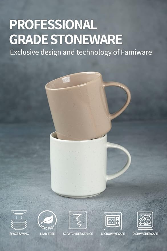 famiware Nebula 4 Pieces Coffee Mug, 14 oz Catering Mugs with Handle for Coffee, Tea, Cocoa, Milk, Multi-color