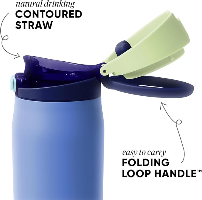 Simple Modern Mesa Loop Water Bottle with Covered Straw and Handle | 30oz Cup Holder Friendly Insulated Stainless Steel Bottles for Travel, Sports and School | Neptune