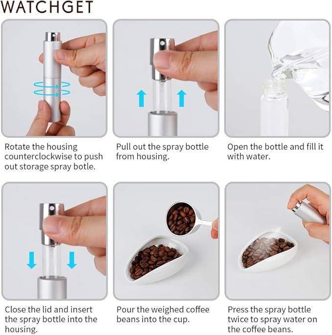 2PCS/10ml Coffee Bean Spray Bottle Espresso Spray Bottle Portable Empty Small Refillable Sprayer For Reducing Coffee Power Static,Silver