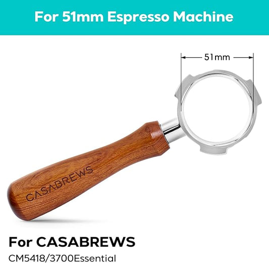 CASABREWS 51mm Bottomless Portafilter with Puck Screen & Filter Basket, 3 Ears Espresso Handle for CM5418 & 3700Essential