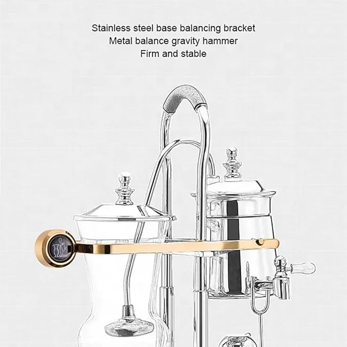 Siphon Coffee Maker, 3-5 Cups Detachable Siphon Coffee Brewer, 304 Stainless Steel Mesh and High Borosilicate Heat-Resistant Glass, Double Ridged Fulcrum with Tee Handle for Coffee, Tea