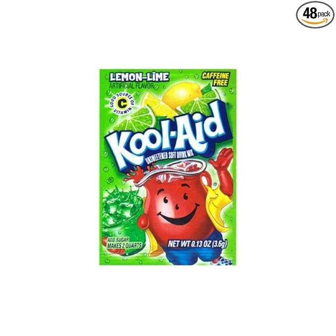 Kool Aid Lemon Lime Drink Mix 0.13 Ounce (Pack of 48)