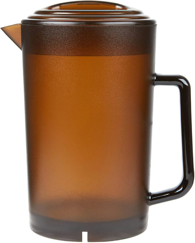 G.E.T. P-3064-1-A-EC BPA-Free Shatterproof Plastic Ice Tea Pitcher with Lid, 2 Quart (64 Ounce), Amber, 1 Pack