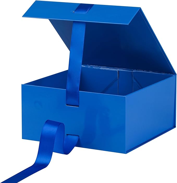 OEMVALATY Blue Gift Box,6x6x3 Inches Gift Boxes with Lids for Presents with Magnetic Closure and Ribbon for Wedding,Storage,Birthday