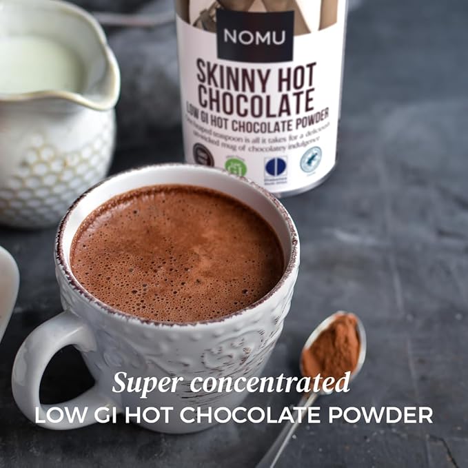 NOMU Skinny 60% Cocoa Hot Chocolate | 20 Calories only, Keto Diet Drink, Low GI, High Protein (2.2lb Bulk Bag)