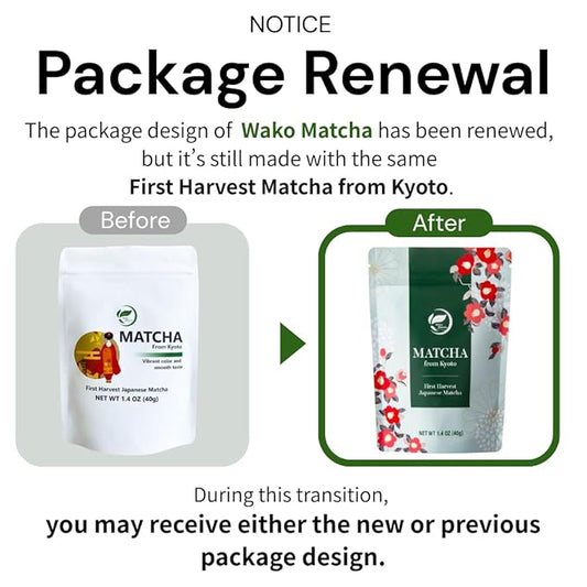 Wako Matcha, Single-Origin Uji Matcha from Kyoto, Japan (40g / 1.4 oz) – First Harvest, Authentic Ceremonial Grade, Green Tea Powder for Your Daily Morning Boost, Café-Quality Hot or Iced Matcha and Lattes, Unsweetened, Gluten-Free