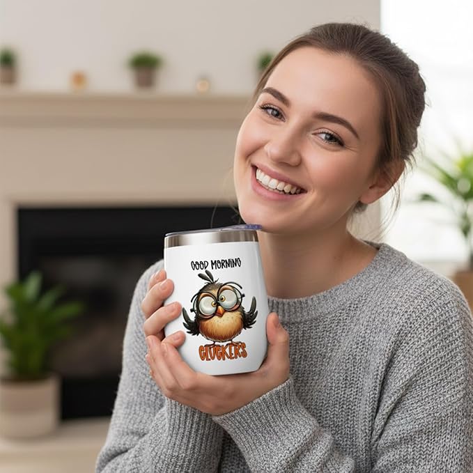 Funny Quotes Wine Tumbler, Sarcastic Cartoon Bird Gifts Bird Decor Stuff Double Wall Vacuum Insulated Coffee Mug Wine Glass 12 oz Tumbler with Lid for Sister Best Friend Brother Birthday Christmas