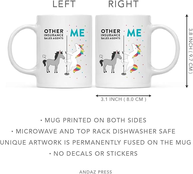 Andaz Press Funny Quirky 11oz. Ceramic Coffee Tea Mug - Thank You Gift for Insurance Sales Agents, Horse Unicorn Lovers