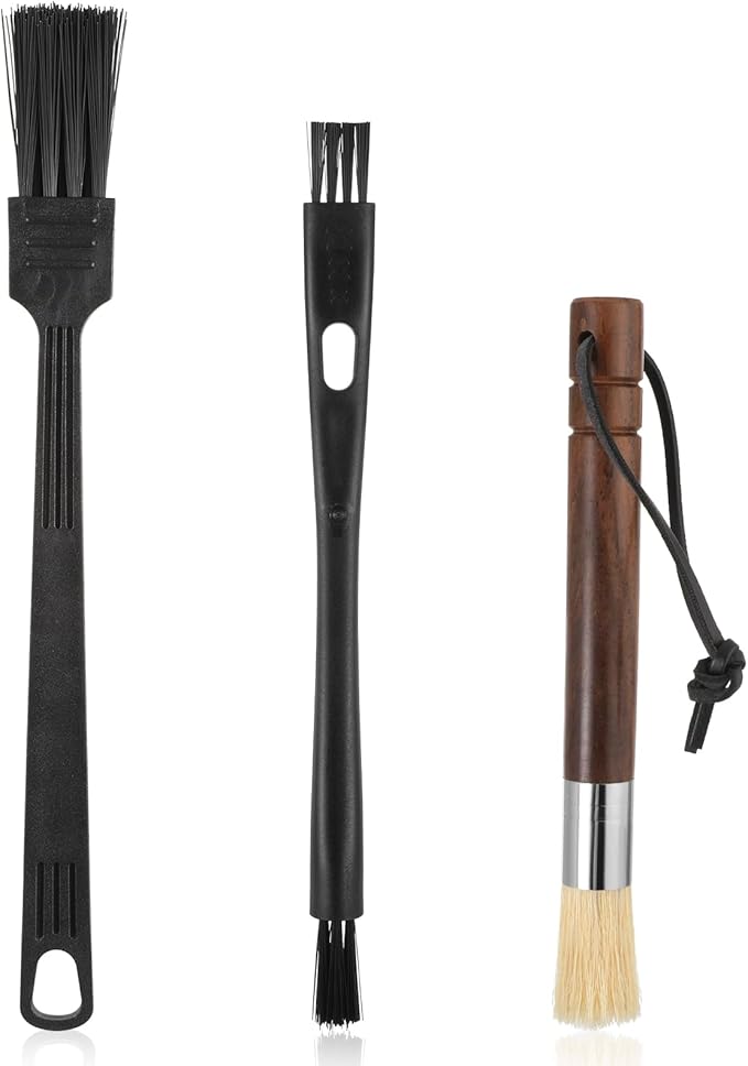 3PCS Coffee Grinder Cleaning Brush Set Professional Espresso Brush Cleaner Tool Wood Handle Espresso Machine Brushes Cleaning Accessories for Barista Home Kitchen Bean