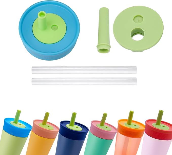 2Pack Silicone Straw Replacement for Owala Water Bottle & Tumbler,Leak-Proof Food Grade Kids Straw,Removable Replacement Lid Part,Dish Washer Safe,Make Kids Love Driking