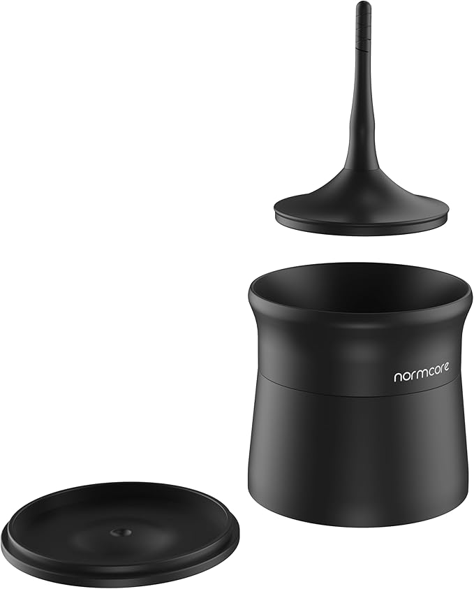 Normcore 51mm 2-in-1 Magnetic Dosing Cup, Espresso Dosing Funnel with Portafilter Dosing Shaker, Barista Grinder Dosing Tools Fit 51mm Delonghi Portafilter, Matte Black Anodized Aluminum
