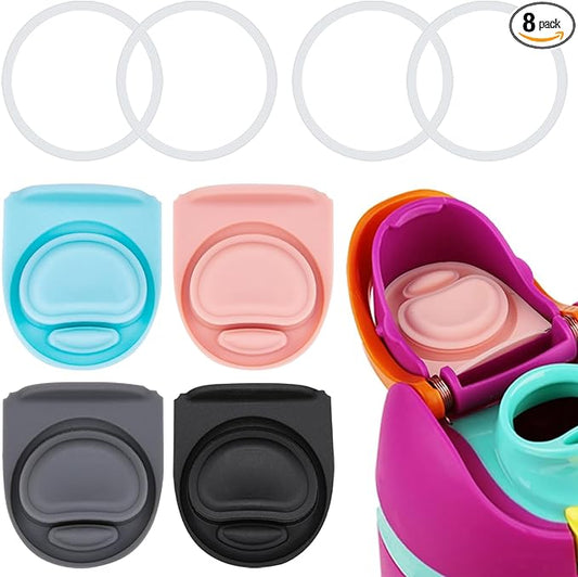 4 Sets Replacement Stopper and Ring Compatible with Owala FreeSip 24oz 32oz,Water Bottle Top Gasket Lid for Owala 16/19/24/32/40oz Seal Bottle Mouth Cap Stopper Parts Insert Silicone Accessories