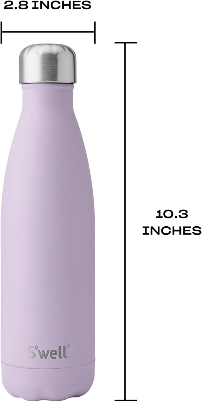 S'well Stainless Steel Water Bottle, 17oz, Lilac, Triple Layered Vacuum Insulated Containers Keeps Drinks Cold for 36 Hours and Hot for 18, BPA Free, Perfect for On the Go